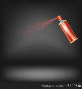 Red Spray Isolated on Grey Blurred Background. Red Spray Isolated