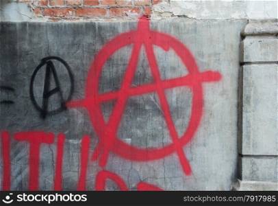 Red Spray Paint Anti-Government Anarchy Graffiti