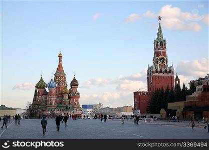 Red Square and St. Basil&acute;s cathedral in Moscow