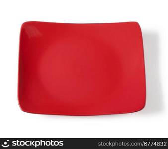 Red square empty dish isolated on white with clipping path