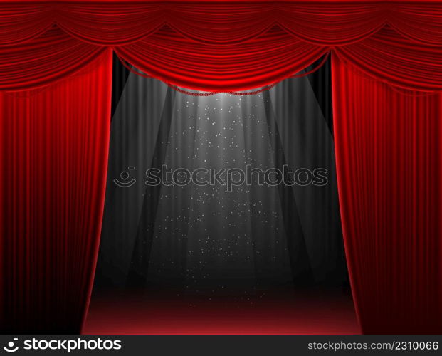 Red stage curtain illustration background.. Red stage curtain illustration background