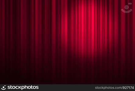 Red stage theatre curtain background with spotlight