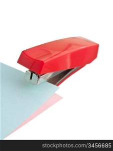 red stapler isolated on white background