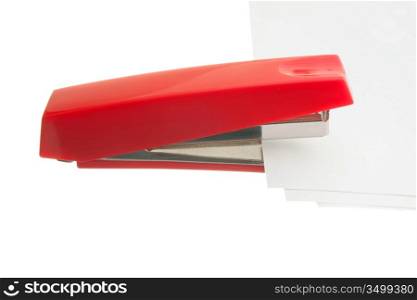 red stapler isolated on white background