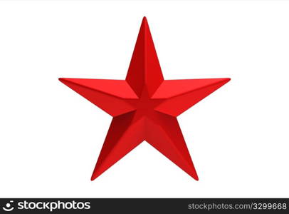 Red star five branch isolated on white 3d render
