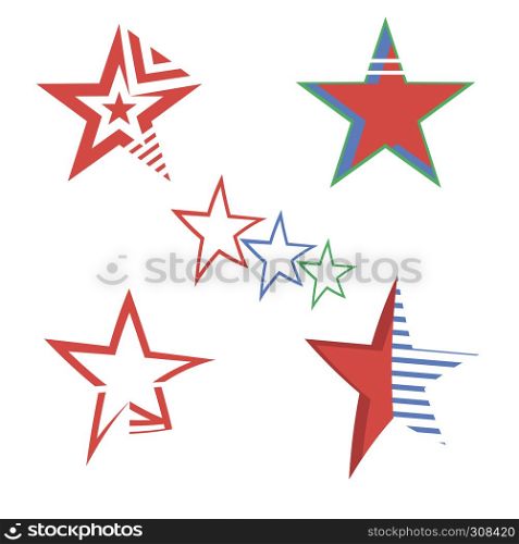 Red Star Logo Concept. Elegant Lightning Symbol. Modern Starry Design Element Isolated on White Background. Red Star Logo Concept. Elegant Lightning Symbol. Modern Starry Design Element.