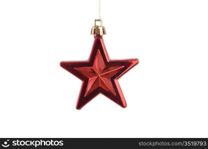 Red star of christmas on a over white background