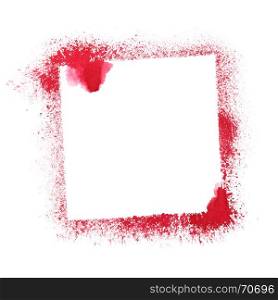 Red stenciled frame isolated on the white background. Raster illustration