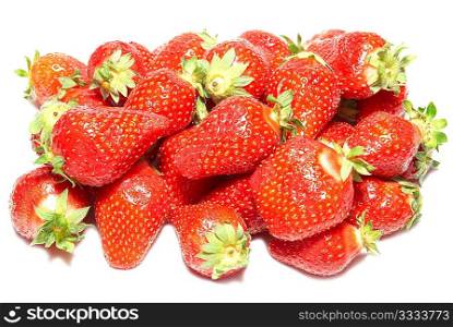 Red strawberries isolated on the white background