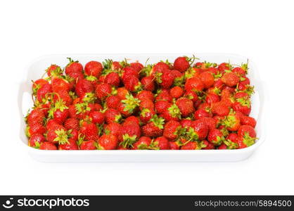 Red strawberries isolated on the white background