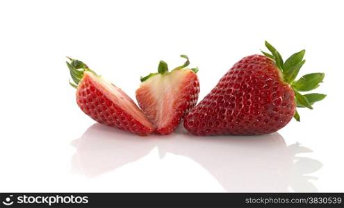 red strawberry fruit isolated on white background