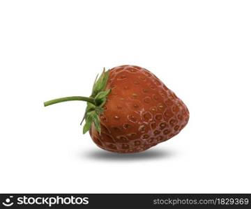 Red strawberry isolated on white background with clipping path. Fresh organic fruit.