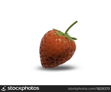 Red strawberry isolated on white background with clipping path. Fresh organic fruit.