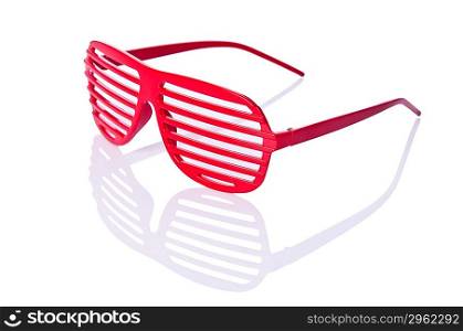 Red striped sunglasses isolated on white