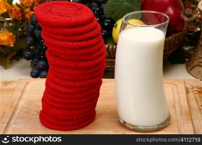 Red Sugar Cookies and Milk