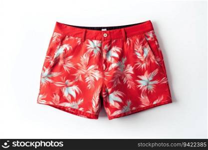 Red summer shorts isolated on white background. Generative AI