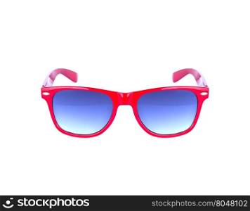 Red sun glasses isolated over the white background