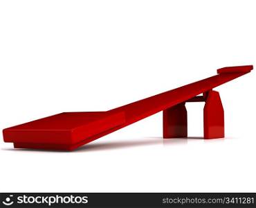 Red swing over white background. 3d computer generated image