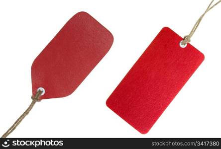 Red Tag Set Isolated on White Background.