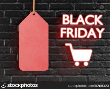 Red tag with text Black Friday with 3D sty≤