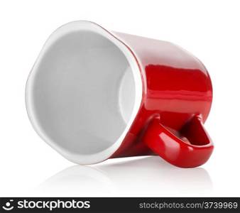 Red teacup isolated on a white background