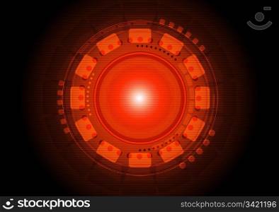 Red technical background with circles and squares