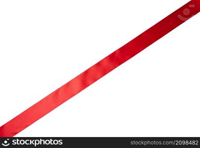 red textile silk ribbon isolated on white background. Decor for packaging