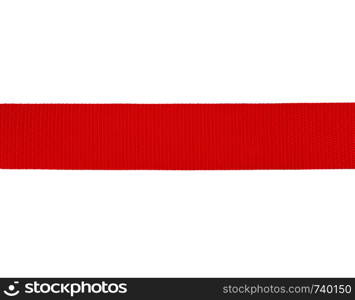 red textile tape isolated on white background, close up