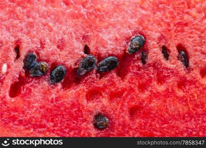 Red texture of sweet watermelon close up