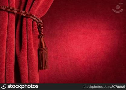 Red theatre curtain and red tassels