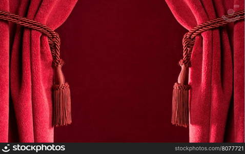 Red theatre curtains and red tassels