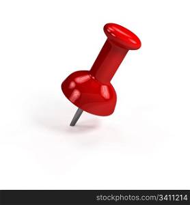 Red thumbtack over white background. 3d computer generated image