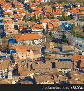 Red tiled roofs of Borgo Maggiore in San Marino