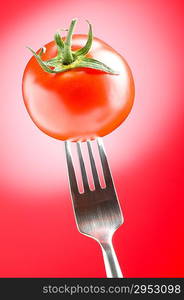 Red tomato against gradient background