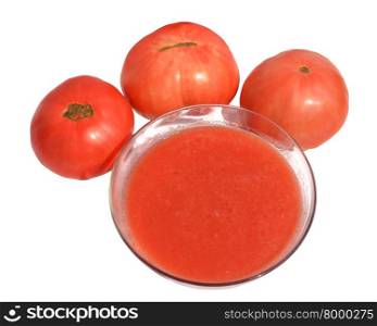 Red tomato and tomato sauce in a glass bowl