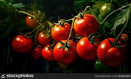 Red tomatoes agriculture harvesting. Generative AI