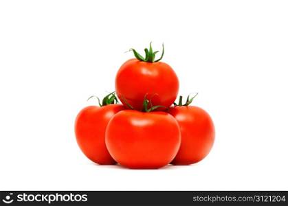 red tomatoes isolated on a white background