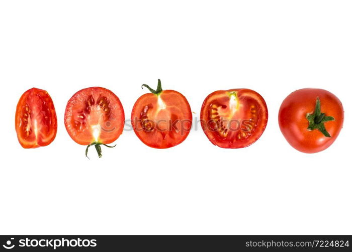 Red Tomatoes Isolated on a White Background Studio Photo. Red Tomatoes Isolated on a White Background