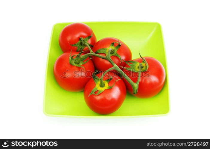 Red tomatoes isolated on the white background