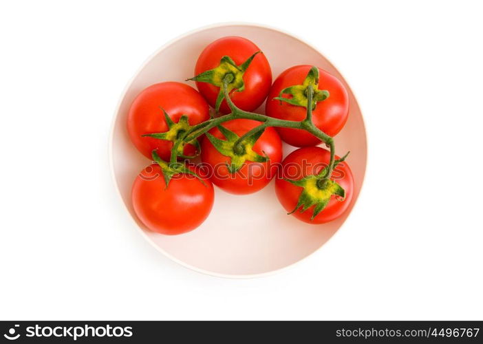 Red tomatoes isolated on the white background