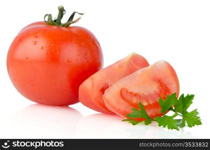 Red tomatoes isolated on white background.