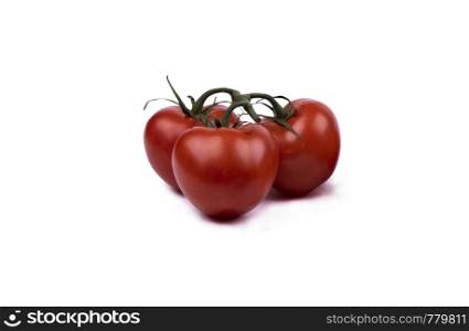red tomatoes on a twig isolated on white background