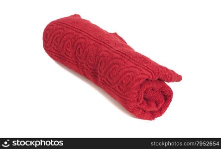 Red towel isolated on white background