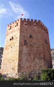 Red tower in Alanya, Turkey