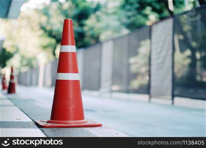 Red traffic cones on closed roads