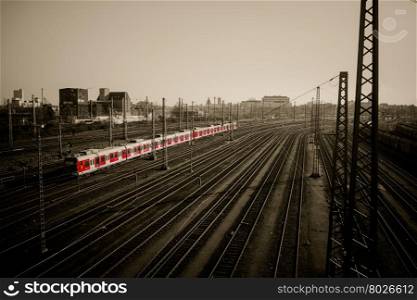 red train with black and white background