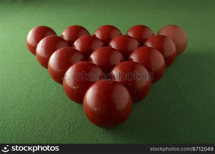Red triangle snooker balls