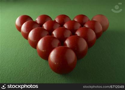 Red triangle snooker balls