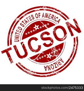 Red Tucson stamp with white background, 3D rendering