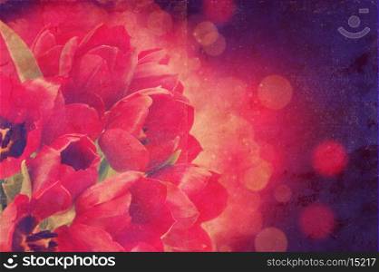 Red tulips photo with a vintage effect